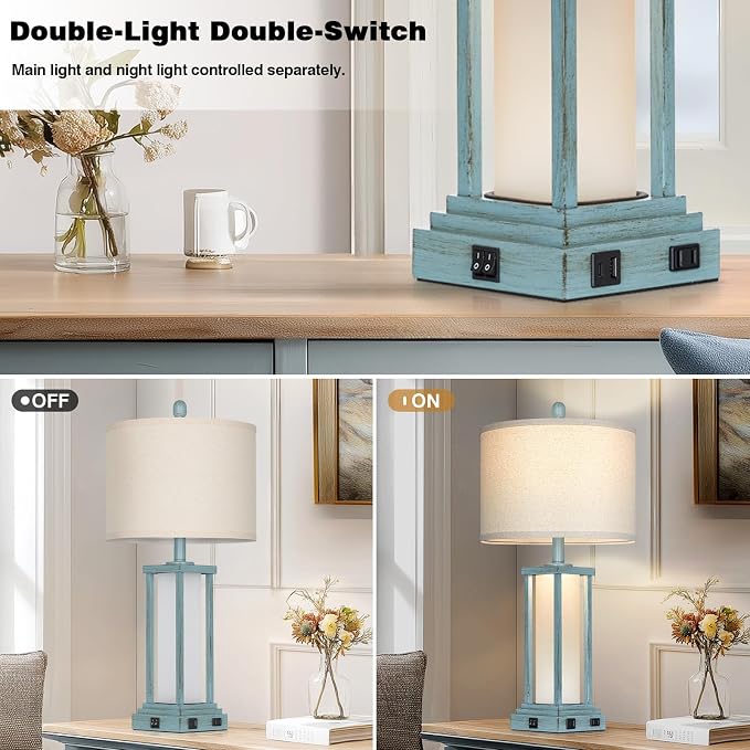 Cinkeda 27" Tall Vintage Table Lamp Set of 2 - Image 7