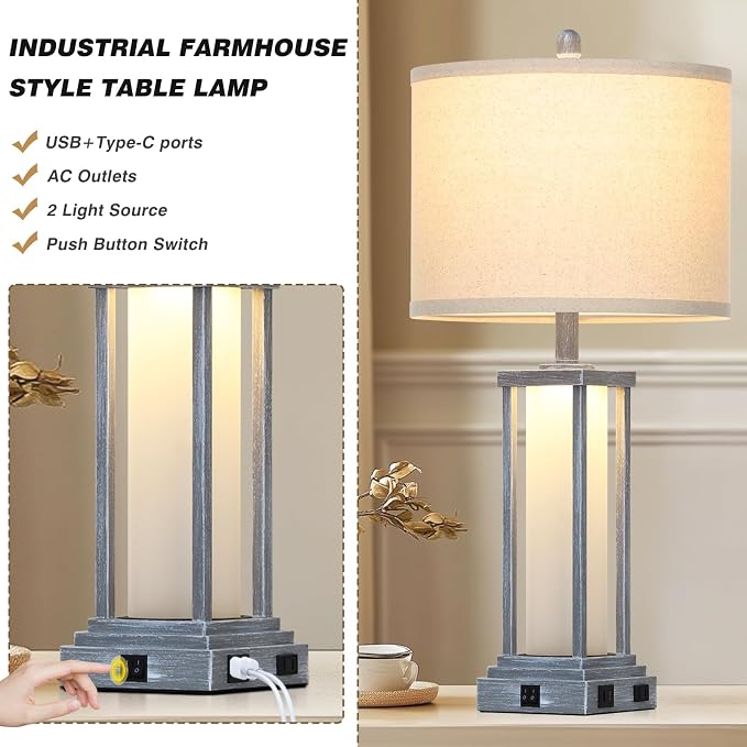Cinkeda 27" Tall Vintage Table Lamp Set of 2 - Image 5