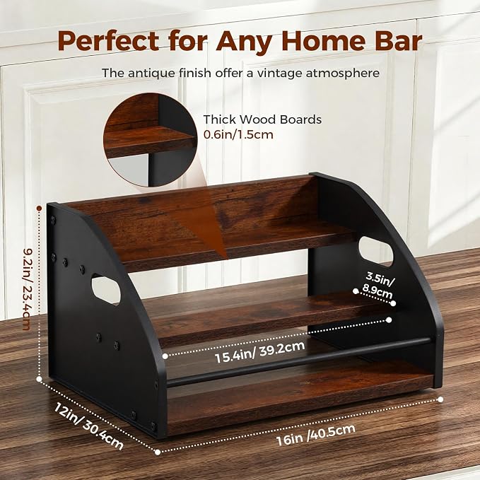 Liquor Bottle Display Shelf, Coffee Syrup Rack Organizer - Image 5