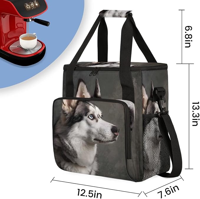 Cool Husky Dog Coffee Maker Carring Bag, Large Insulated Storage Organizer Case - Image 2