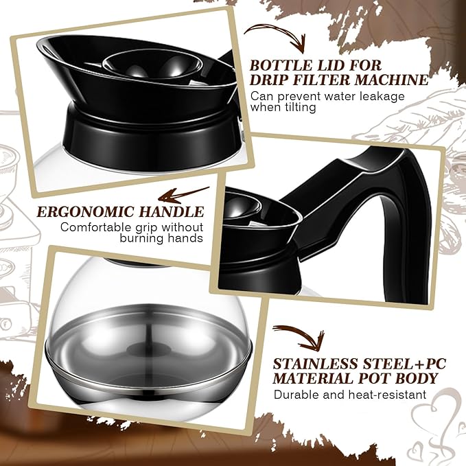 4 Pcs Plastic Coffee Decanter 64oz Large Capacity Stainless Steel - Image 3