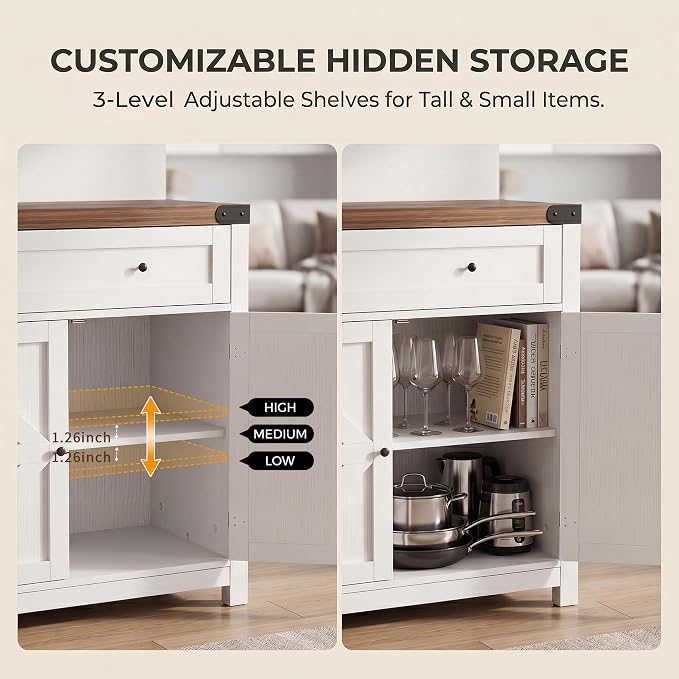 YESHOMY Kitchen Storage Cabinet, Coffee Bar Cabinet, Farmhouse Sideboard Buffet - Image 4
