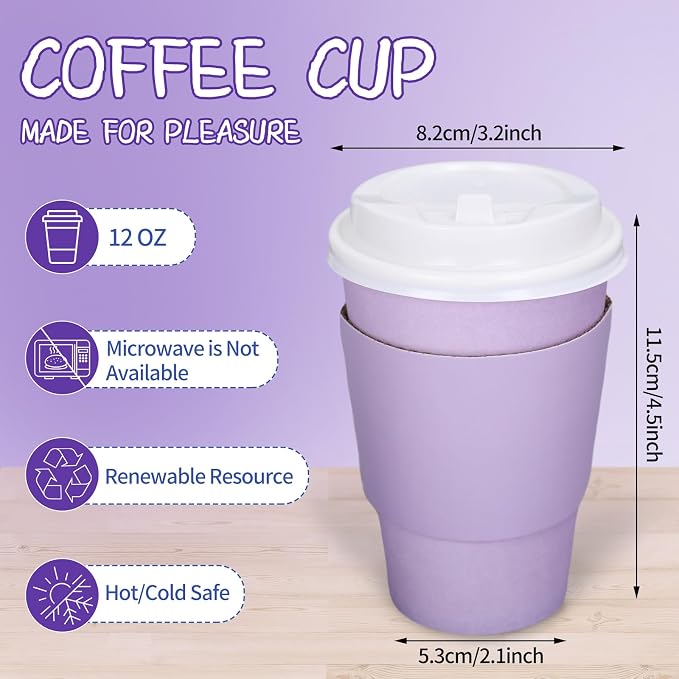 JarThenaAMCS 50 Set Easter Light Purple Disposable Coffee Cups - Image 2
