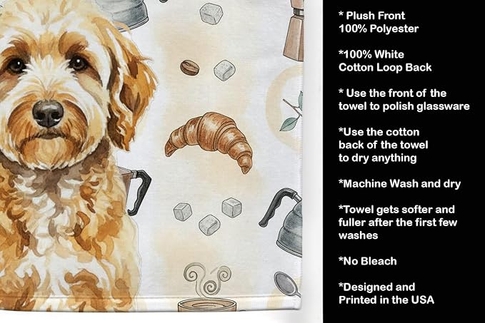 Caroline's Treasures Goldendoodle Coffee Bar Kitchen Towel Velour Plush Front - Image 4