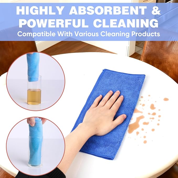 TEAWOO 10 Colors Microfiber Cleaning Cloths, 10 Pack Assorted Cleaning Rags - Image 3