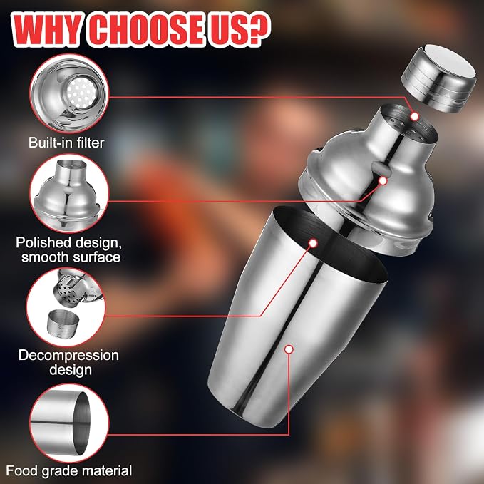Nitial 6 Pcs Bar Cocktail Shaker Professional Stainless Steel Martini Drink - Image 3