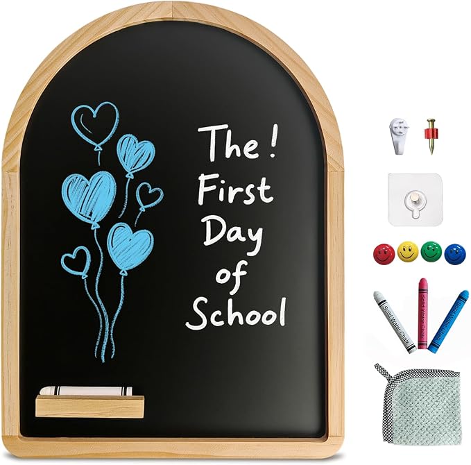 Curved Balckboard, 11.8″x15.7″ Small Magnetic Chalkboard, Pine Frame, Wall by Unknown