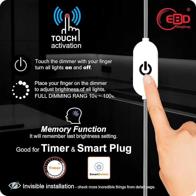 EBD Under Cabinet Lights Plug in 6 Pcs 12 Inch, Dimmable No Messy Wires - Image 3