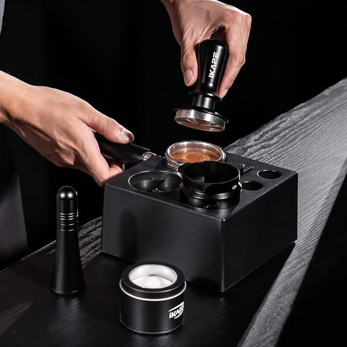 IKAPE 54mm Espresso Tamper Kit 4 in 1 Black, Complete Portafilter accessory set - Image 7
