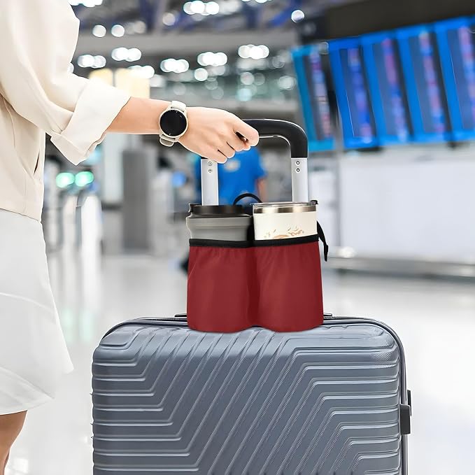 DOMIKING Wine Red Travel Luggage Cup Holder - Image 5