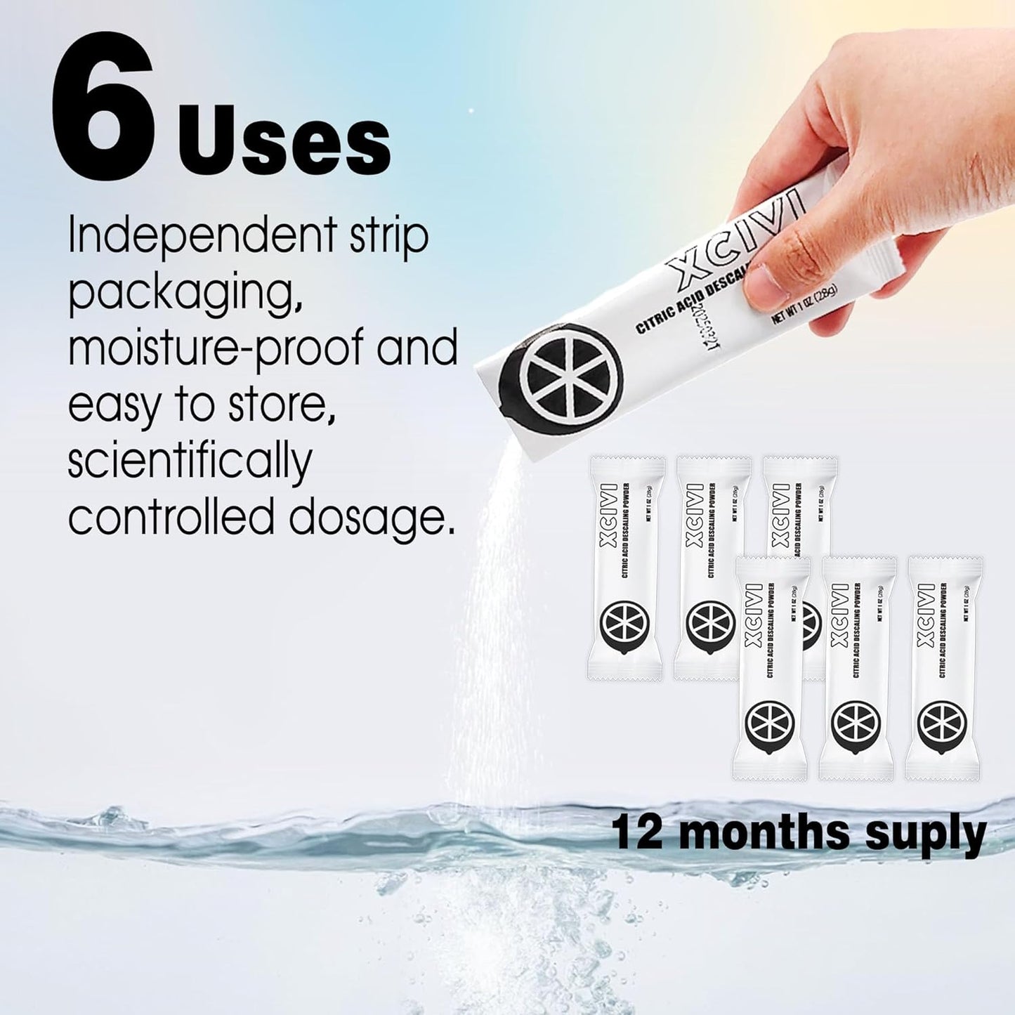 xcivi Household Ice Maker Descaling Powder Compatible with GE Profile Opal Ice Maker, Ice Machine Cleaner Maker Descaler, Helps Remove Hard Water and Mineral Buildup, Individually Packed (12)