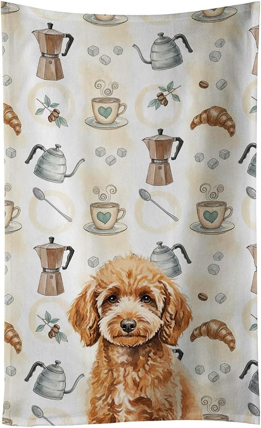 Caroline's Treasures Miniature Apricot Poodle Coffee Bar Kitchen Towel Velour by CarolinesTreasures