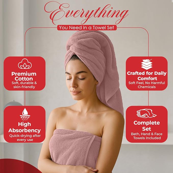 RIVERSIDE Pack of 8 Towels Set, 2 Large Bath, 2 Hand, 4 Face Washcloths - Image 8