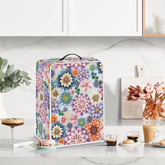 Boho Flower Coffee Maker Covers Heat-Resistant Waterproof Dust-Proof Dust Cover - Image 3