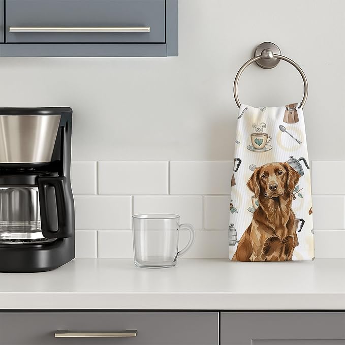 Caroline's Treasures Liver Flat-Coated Retriever Coffee Bar Kitchen Towel - Image 3