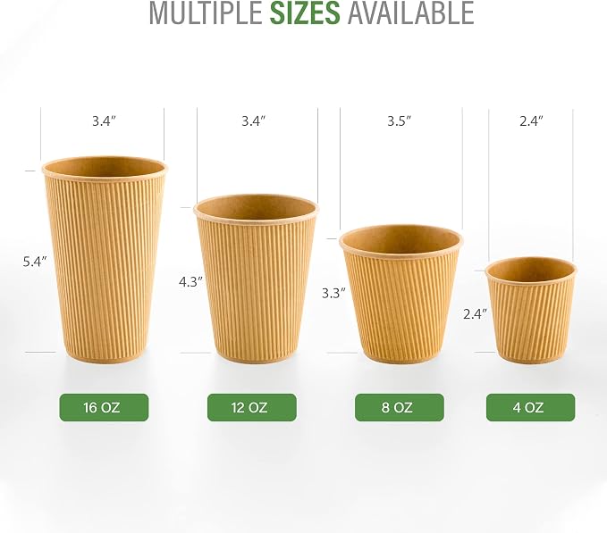 Restaurantware 8 Ounce Paper Coffee Cups, 25 Ripple Disposable Paper Cups - Image 8
