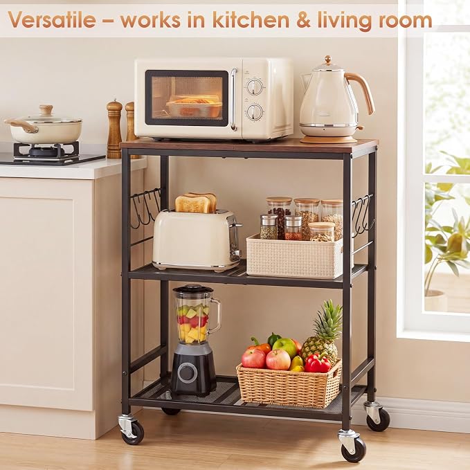 Rolling Kitchen Microwave Cart, 3-Tier Cart - Image 4