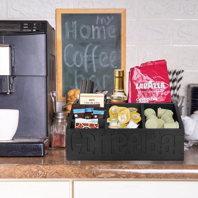 Jorkol Coffee Bar Organizer for Coffee Bar Accessories, Wood Coffee Station - Image 5