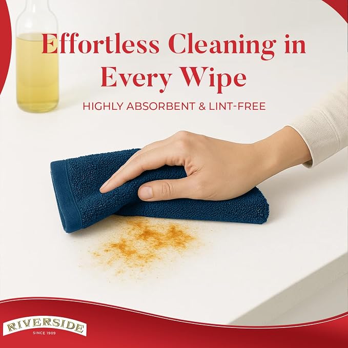 RIVERSIDE Bar Mop Towels Pack of 12, 16x19 Inches, 100% Ring Spun Cotton Terry - Image 5
