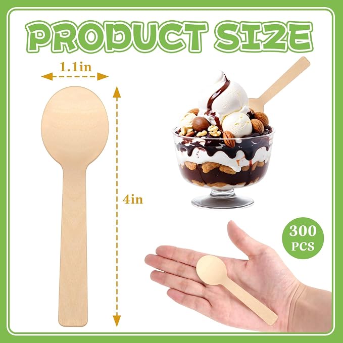 300 Pcs Mini Wooden Spoons 4 Inch - Image 2