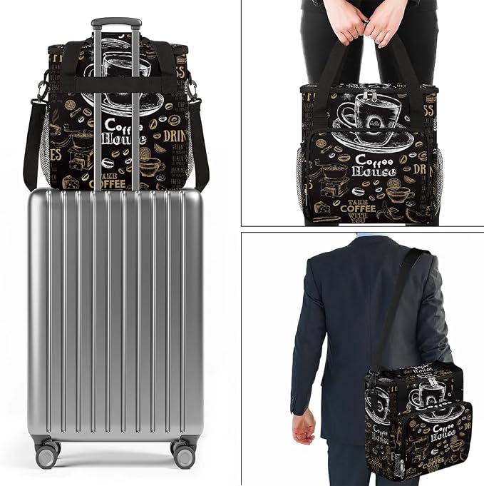 coffee cups beans bread Coffee Maker Carring Bag Travel Carrying Storage Tote - Image 7