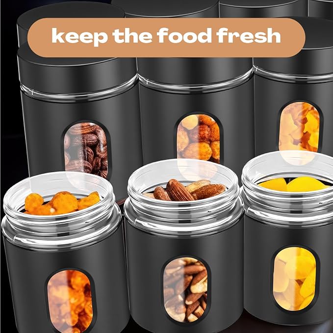 Patelai 6 Pack Kitchen Canisters Set 20 oz Airtight Stainless Steel Canister - Image 6