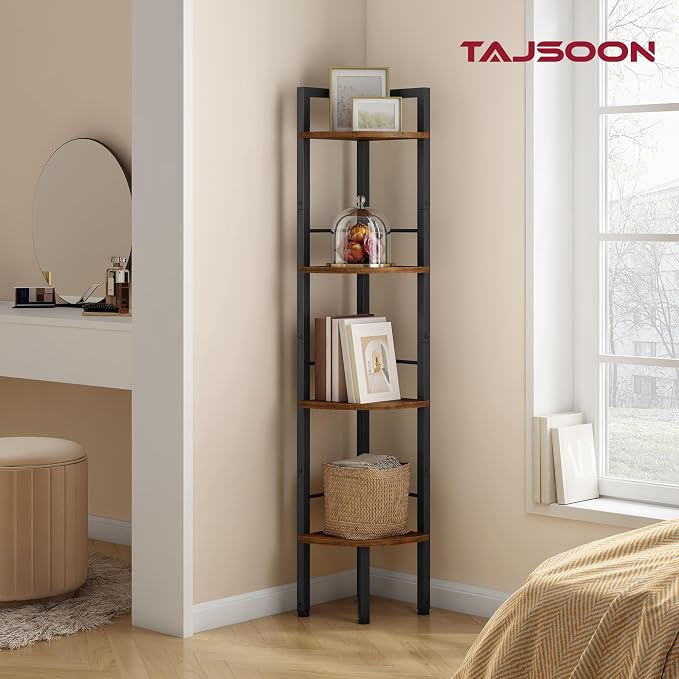 Tajsoon Tall Corner Book Shelf 4 Tier 48" Multipurpose Corner Standing Shelf - Image 6