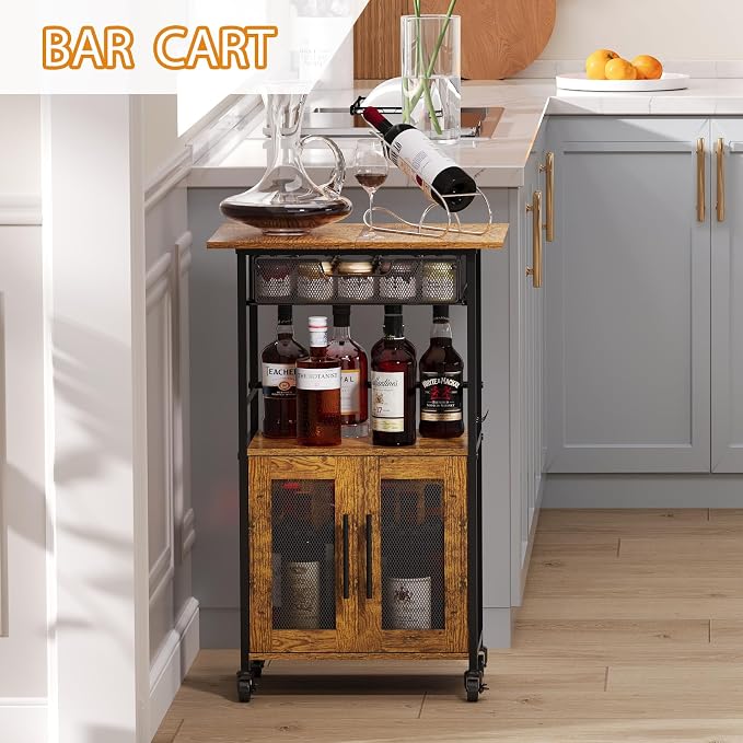 3 Tier Slim Rolling Coffee Cart - Image 6