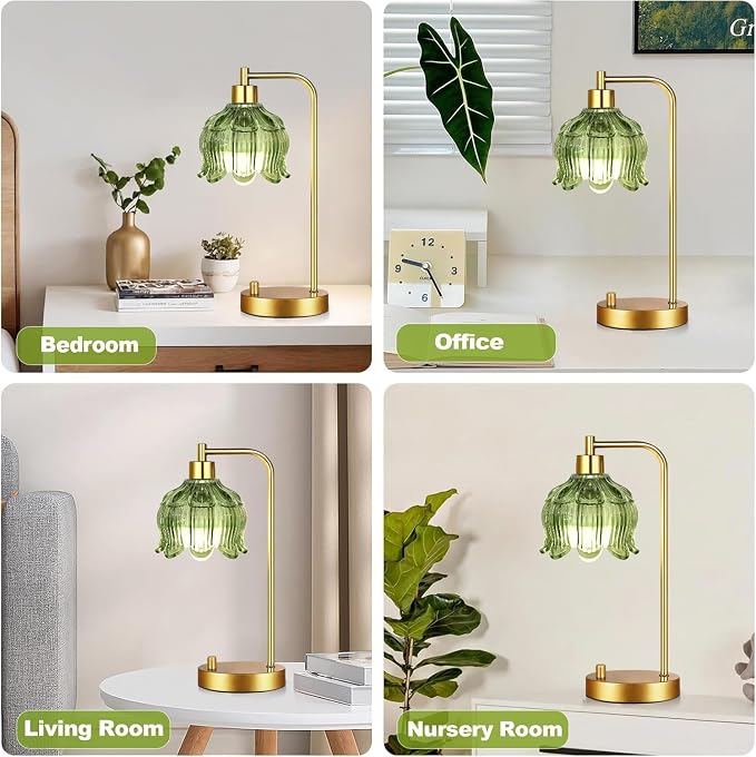 ILLMTW Glass Table Lamp Set of 2, Small Gold Bedside Lamps Dimmable Boho - Image 7