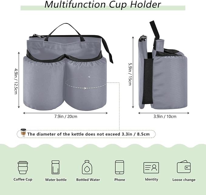 DOMIKING Grey Travel Luggage Cup Holder - Image 2