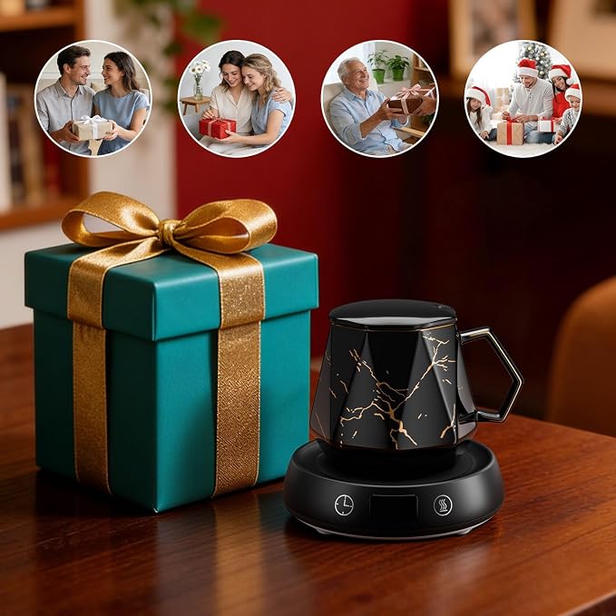 Coffee Mug Warmer & Marbling Mug Set, 1-9H Delay Start Timer Smart Heated - Image 7
