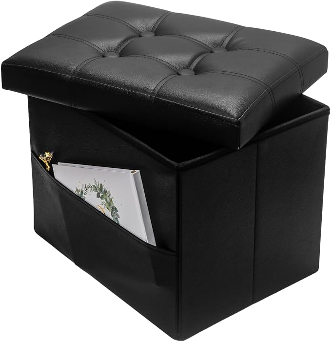Bsketa Storage Ottoman Foot Rest Stool, Small Leather Storage Ottomans Bench by Bsketa