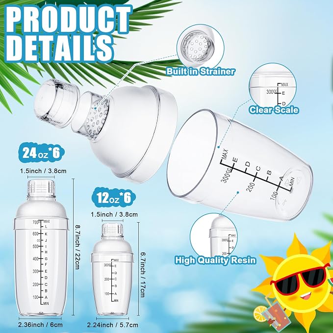Lallisa 12 Pcs Plastic Cocktail Shaker Drink Mixer - Image 2