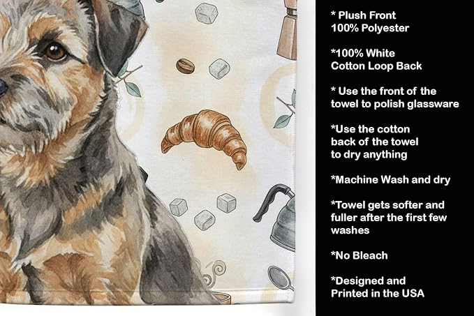 Caroline's Treasures Grizzle and Tan Border Terrier Coffee Bar Kitchen Towel - Image 4