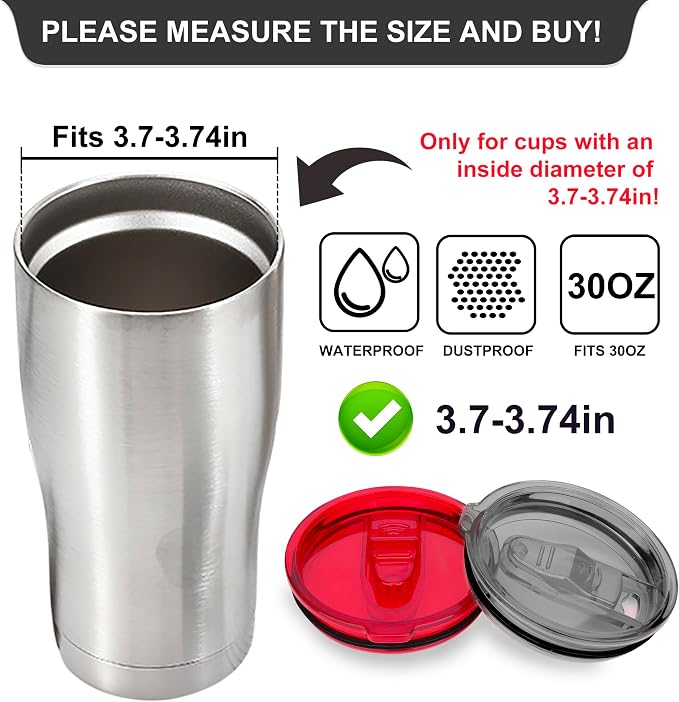 4 Replacement Lids for 30oz Stainless Steel Tumbler Lids - Image 4