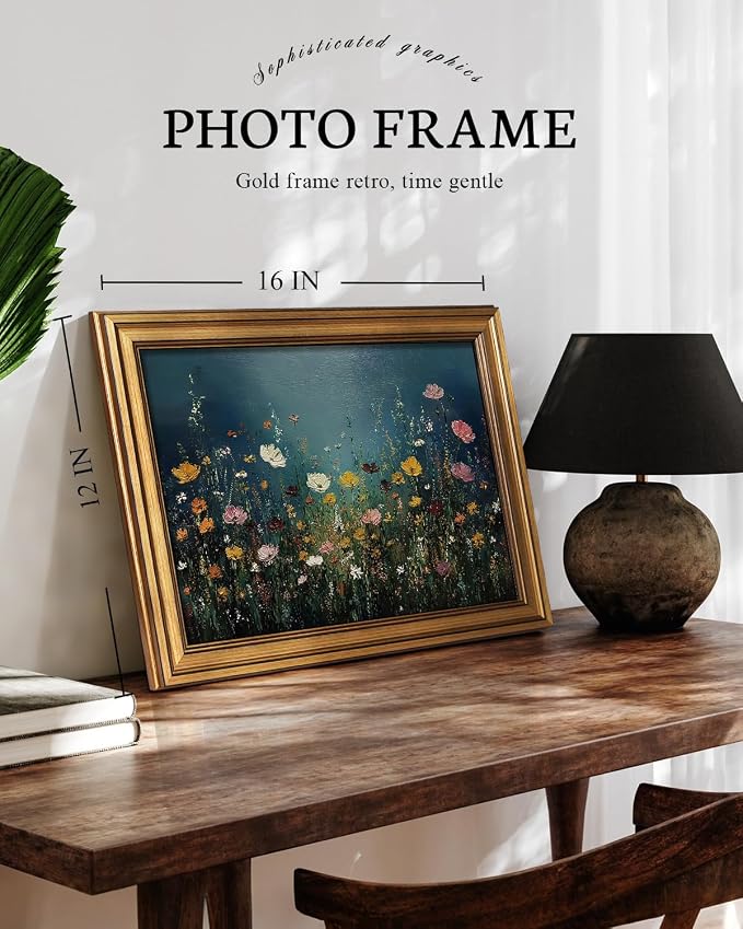 VIYYIEA Gold Framed Art Prints, Wildflower Floral Vintage Art Painting - Image 3