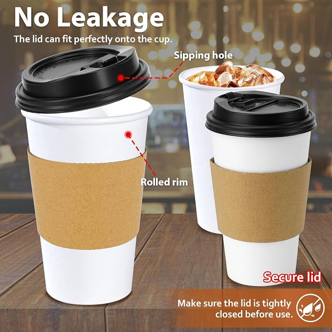 Clawsoff 100 Pack 16 oz Disposable Paper Coffee Cups - Image 6
