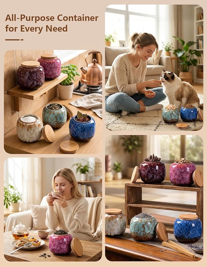 Simcat Ceramic Storage Jars, Exquisite Glaze Food Canisters - Image 6