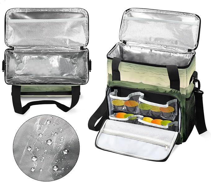 Green Misty Forest Coffee Maker Carring Bag, Large Insulated Storage Organizer - Image 3