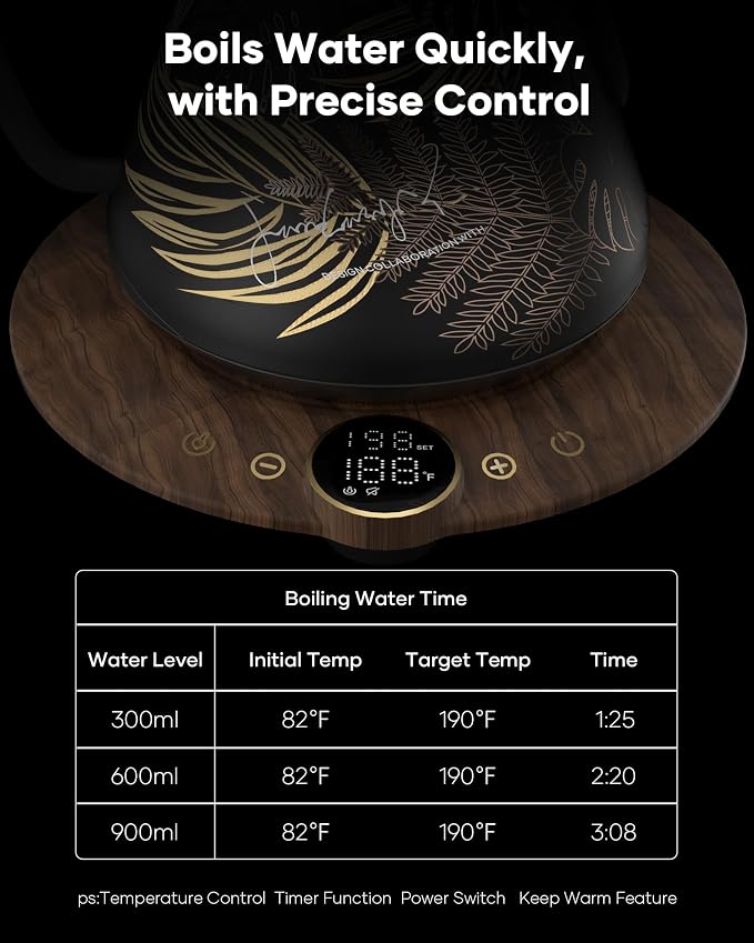 Cocinare Gooseneck Electric Kettle, ±1°F Precise Temperature Control, 1500W - Image 7