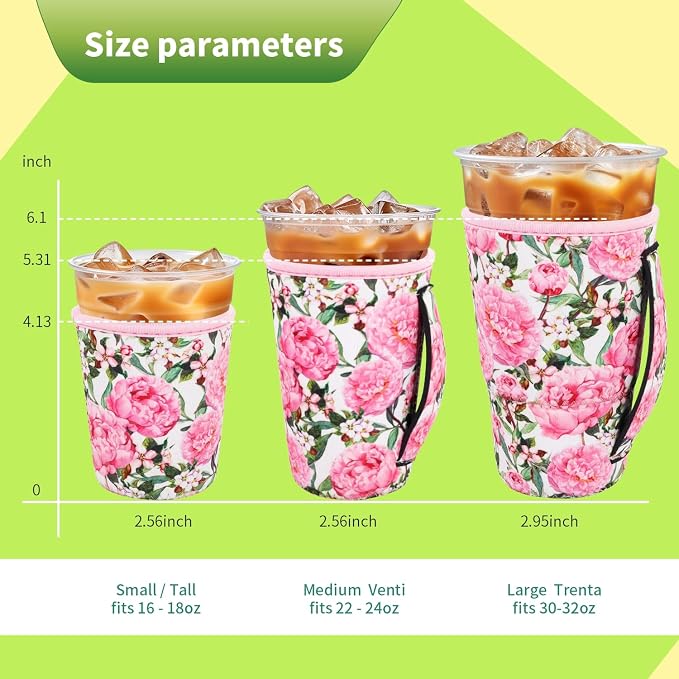 3 Pack Iced Coffee sleeve Insulated Neoprene Cup Sleeves - Image 2