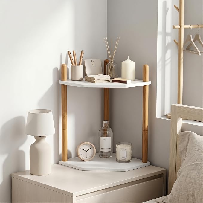 3-Tier Expandable Bamboo Corner Shelf - Image 8