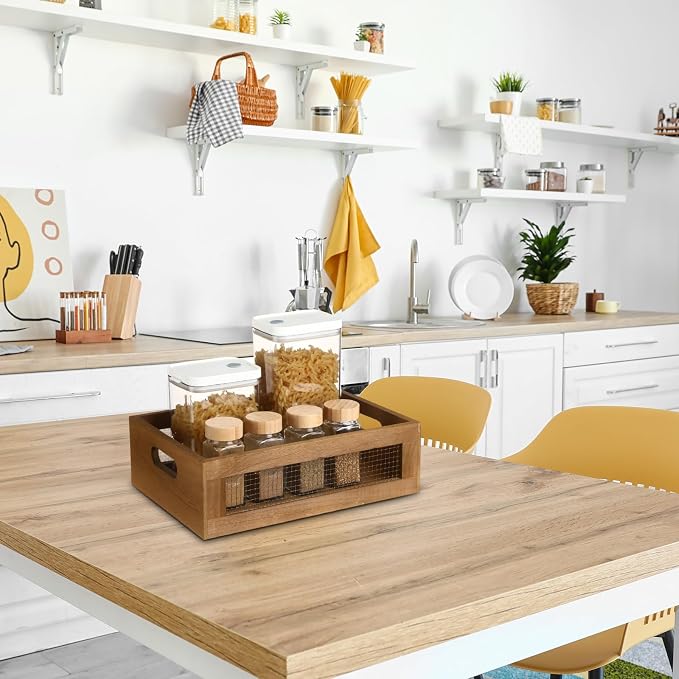 FillTouch 4 Pcs Wooden Nesting Countertop Baskets 4 Size Wooden Storage Box - Image 4