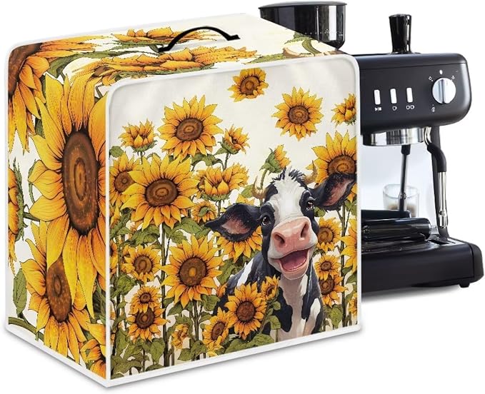 Cow Sunflower Fall Coffee Maker Kitchen Appliance Stain Resistant Dust Cover - Image 4