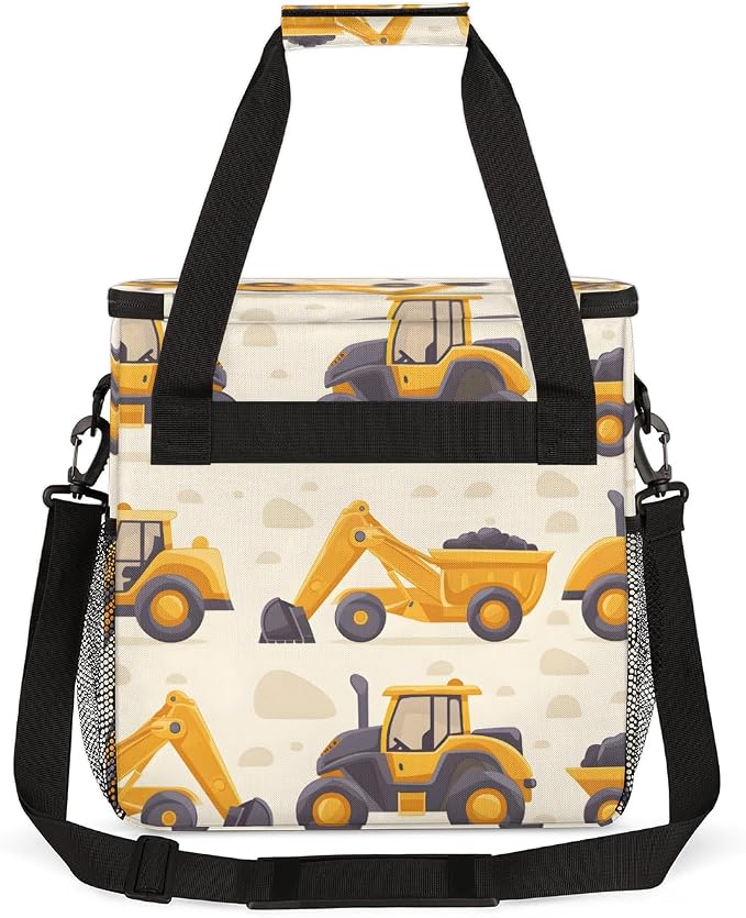 Construction Trucks Travel Coffee Maker Carrying Bag Yellow Large Organizer - Image 5