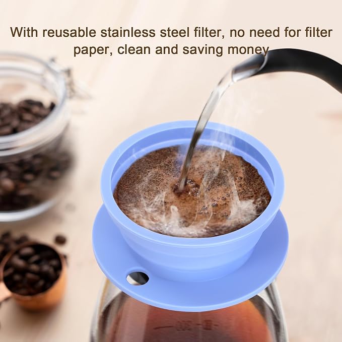 3 Pack Collapsible Travel Pour Over Coffee Maker Camping, Paperless Travel - Image 2