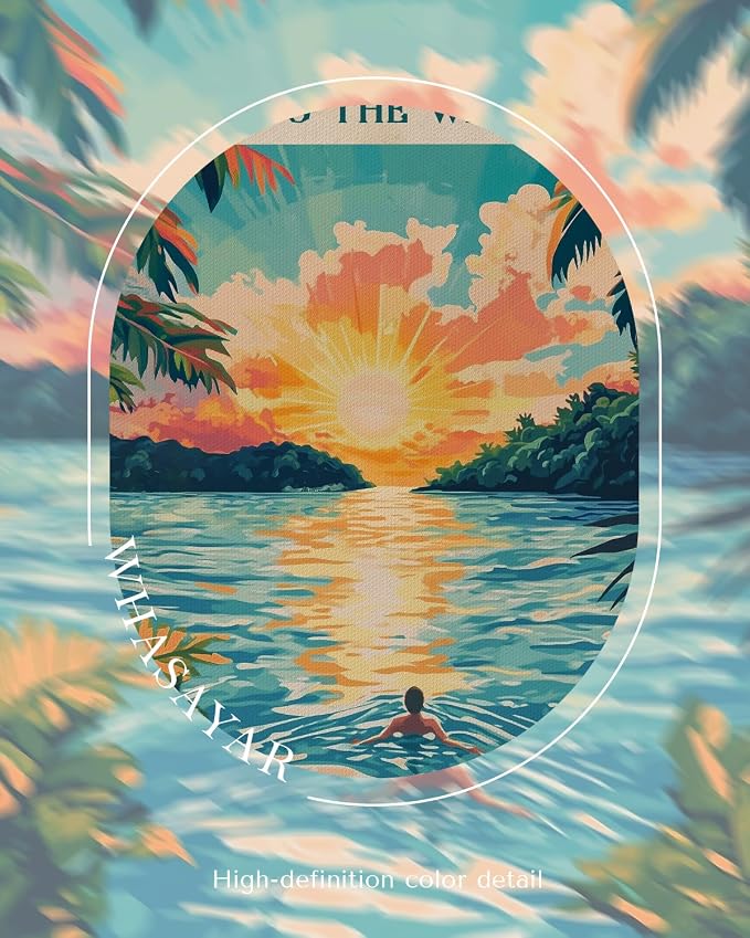 Inspirational Tropical Sunset Framed Wall Art, “And Into the Water I Go” “To - Image 5