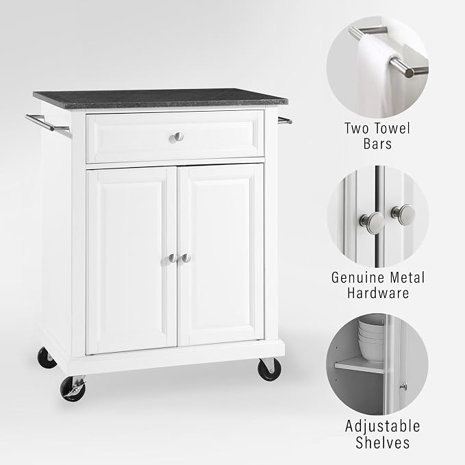 Crosley Furniture Compact Granite Top Small Rolling Cart - Image 2