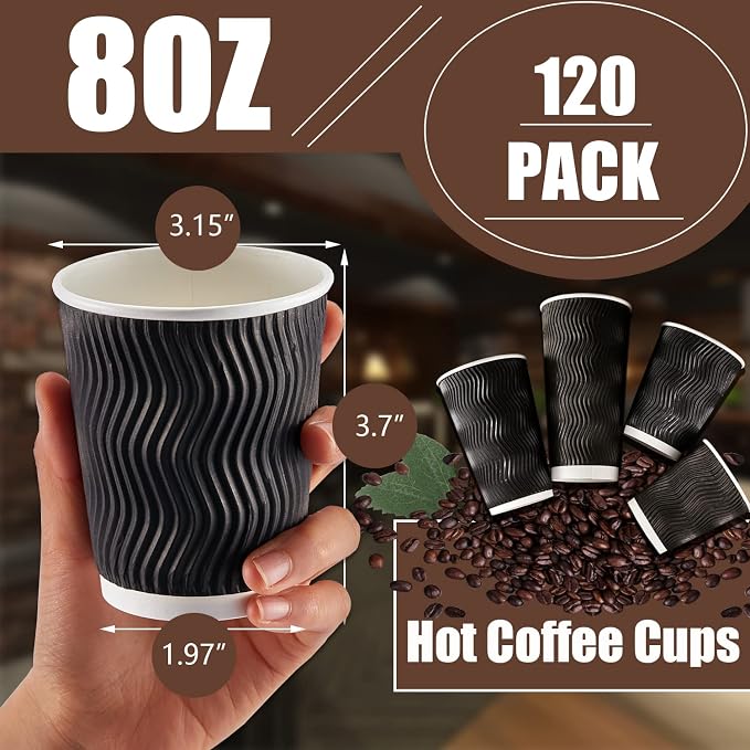 Lamosi 8 oz Disposable Coffee Cups - Image 2