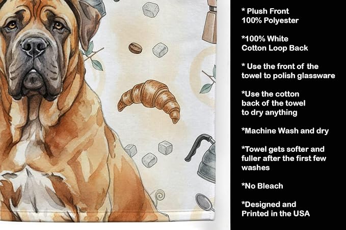 Caroline's Treasures Neapolitan Mastiff Coffee Bar Kitchen Towel Velour Plush - Image 4